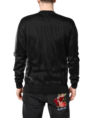 Sudadera con cuello redondo de poliéster con logo negro  