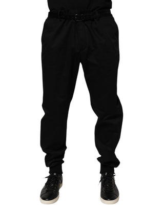 Freizeithose aus schwarzem Baumwoll-Stretch