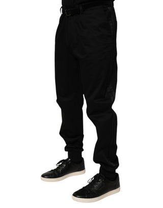 Freizeithose aus schwarzem Baumwoll-Stretch