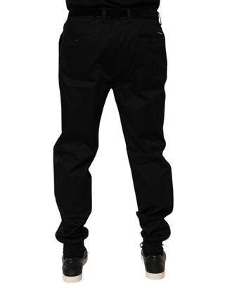 Freizeithose aus schwarzem Baumwoll-Stretch