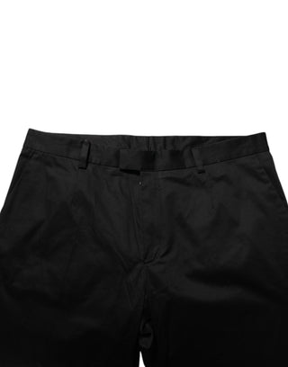 Freizeithose aus schwarzem Baumwoll-Stretch