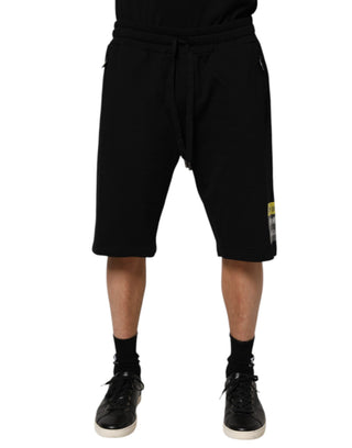 Schwarze Bermudashorts aus Baumwolle mit mittlerer Bundhöhe für die Freizeit