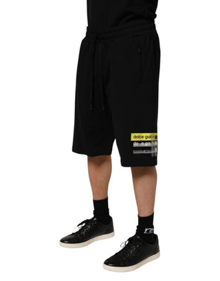 Schwarze Bermudashorts aus Baumwolle mit mittlerer Bundhöhe für die Freizeit