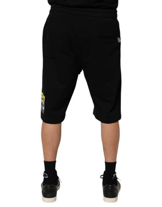 Schwarze Bermudashorts aus Baumwolle mit mittlerer Bundhöhe für die Freizeit