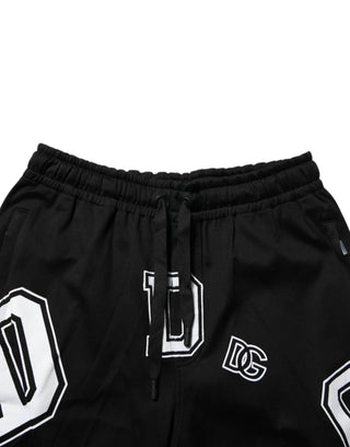 Black Logo Print Cotton Casual Bermuda Short