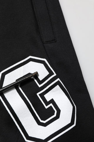 Black Logo Print Cotton Casual Bermuda Short