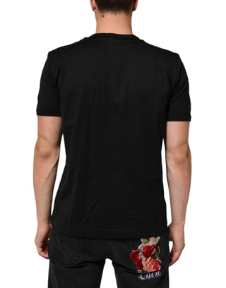 Schwarzes Goodluck 2021 Baumwoll-T-Shirt mit Rundhalsausschnitt