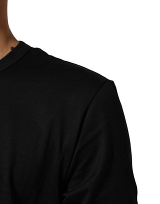 Schwarzes Goodluck 2021 Baumwoll-T-Shirt mit Rundhalsausschnitt