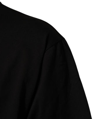 Schwarzes Baumwoll-Herren-T-Shirt mit Logo-Print und Rundhalsausschnitt