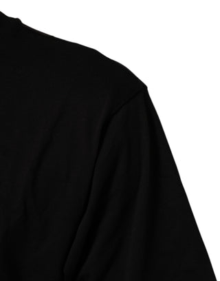 Schwarzes T-Shirt aus Baumwolle mit Logo-Print und Rundhalsausschnitt
