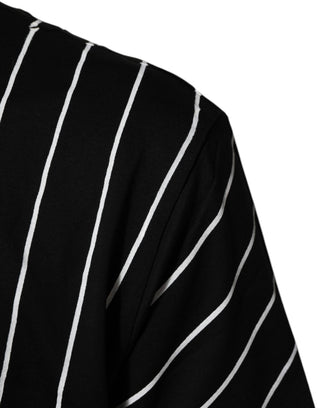 Camiseta negra de algodón con lunares y cuello redondo