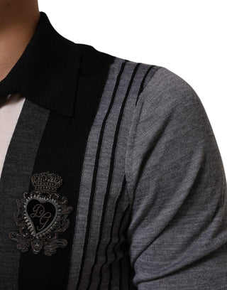 Schwarz-weißes Polka-Dot Polo-Shirt mit Kragen