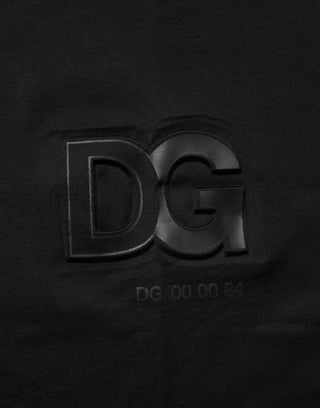Schwarzes T-Shirt für Herren mit Rundhalsausschnitt und Logo-Aufnäher aus Baumwolle