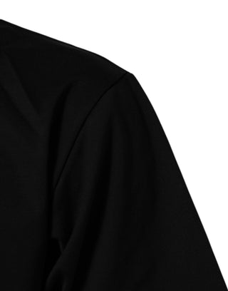 Schwarzes Baumwoll-Herren-T-Shirt mit Logo-Print und Rundhalsausschnitt