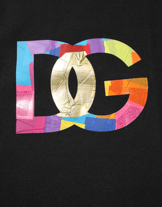 Schwarzes Baumwoll-Herren-T-Shirt mit Logo-Print und Rundhalsausschnitt