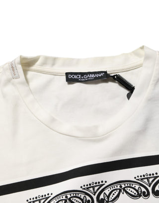 White Cotton Logo Bandana Print Men T-shirt
