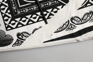 White Cotton Logo Bandana Print Men T-shirt