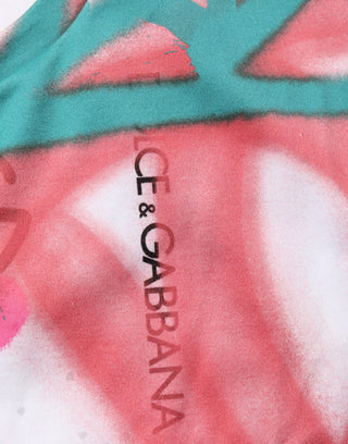 Weißes T-Shirt mit Graffiti-Print, Rundhalsausschnitt und kurzen Ärmeln