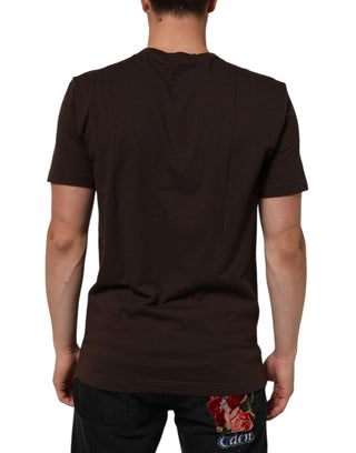 Braun Münzlorbeer-Print Rundhals T-Shirt für Herren