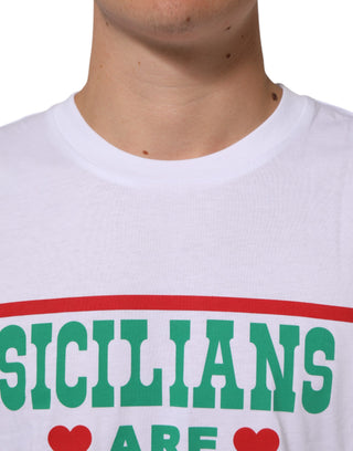 White Graphic Print Cotton CrewNeck T-shirt