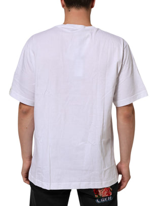 White Graphic Print Cotton Crew Neck T-shirt