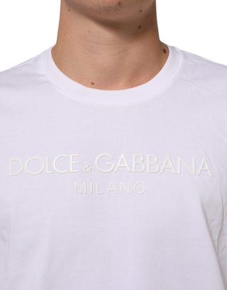 White Cotton Crew Neck Short Sleeves T-shirt