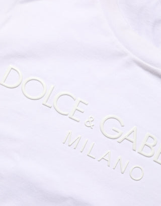 White Cotton Crew Neck Short Sleeves T-shirt