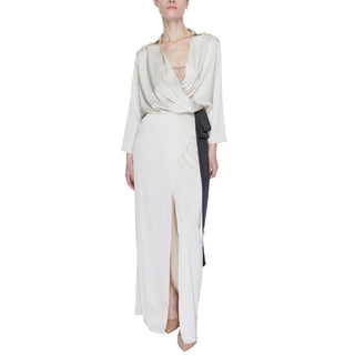 Vestido largo beige de poliéster