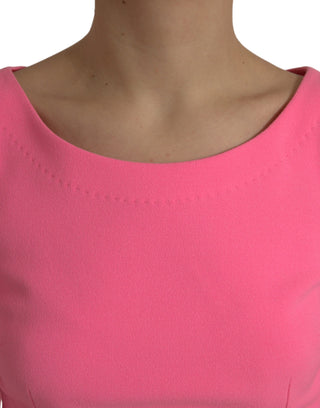 Pinkes figurbetontes Etui-Midikleid aus Polyester mit langen Ärmeln