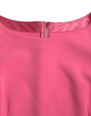 Pinkes figurbetontes Etui-Midikleid aus Polyester mit langen Ärmeln