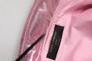 Chaqueta corta rosa de algodón elástico con cuello