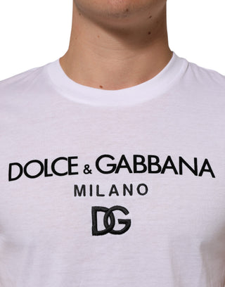 Camiseta de algodón para hombre con cuello redondo y estampado de logo blanco