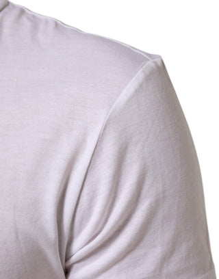 Camiseta de algodón para hombre con cuello redondo y estampado de logo blanco