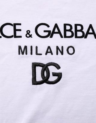 Camiseta de algodón para hombre con cuello redondo y estampado de logo blanco
