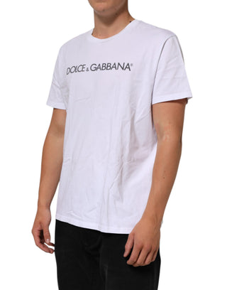 Weißes T-Shirt aus Baumwolle mit Logo-Print und Rundhalsausschnitt