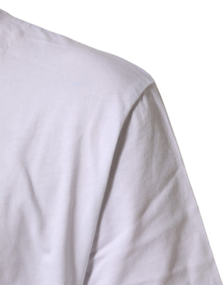 Weißes T-Shirt aus Baumwolle mit Logo-Print und Rundhalsausschnitt