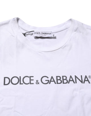 Weißes T-Shirt aus Baumwolle mit Logo-Print und Rundhalsausschnitt