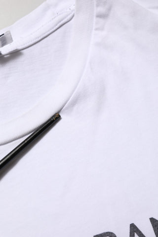 Weißes T-Shirt aus Baumwolle mit Logo-Print und Rundhalsausschnitt