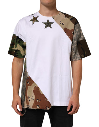 Herren T-Shirt aus Baumwolle mit weißem Camouflage-Patchwork