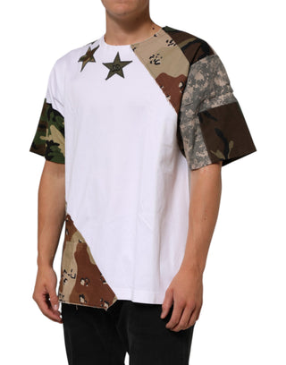 Herren T-Shirt aus Baumwolle mit weißem Camouflage-Patchwork