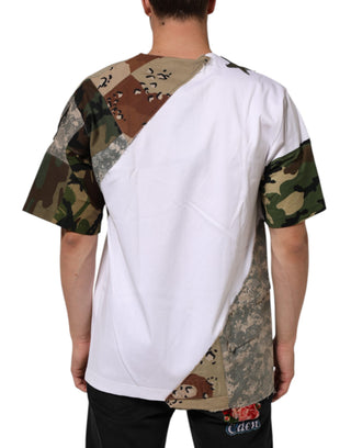 Herren T-Shirt aus Baumwolle mit weißem Camouflage-Patchwork