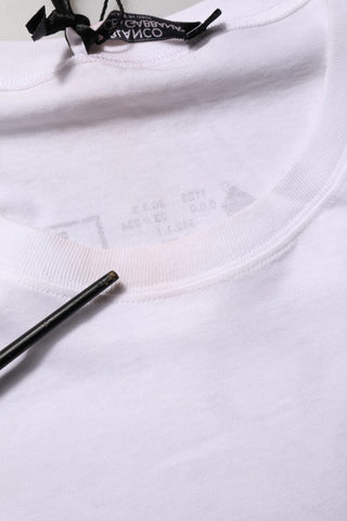 White Angel Print Cotton Men Crew Neck T-shirt