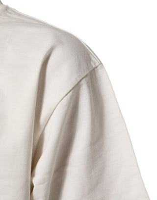 Camiseta blanca de algodón para hombre con cuello redondo y logo estampado