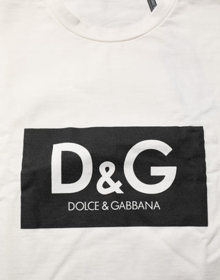 Camiseta blanca de algodón para hombre con cuello redondo y logo estampado