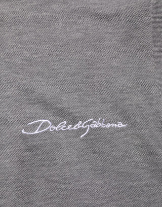Gray Logo Embroidery Collared Polo T-shirt
