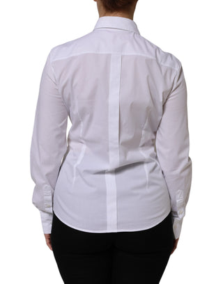 White Cotton Collared Buttoned Dress Shirt Top