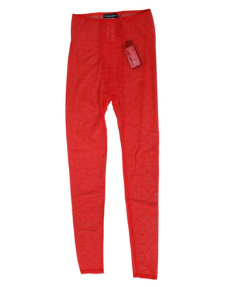 Rote Nylon-Logo-Leggings mit Spitze