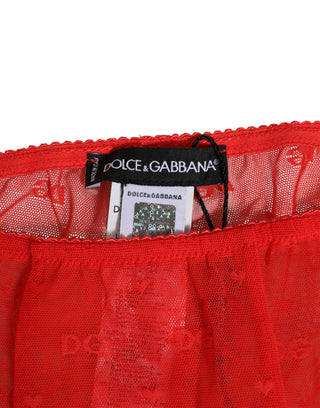 Rote Nylon-Logo-Leggings mit Spitze