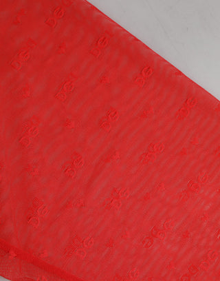 Pantalones ajustados midi rojos con logo y encaje, ropa interior