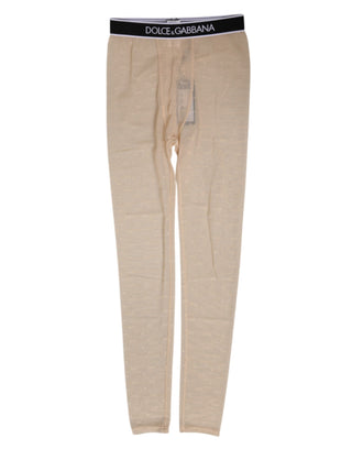 Beige Nylon-Logo-Leggingshose Unterwäsche